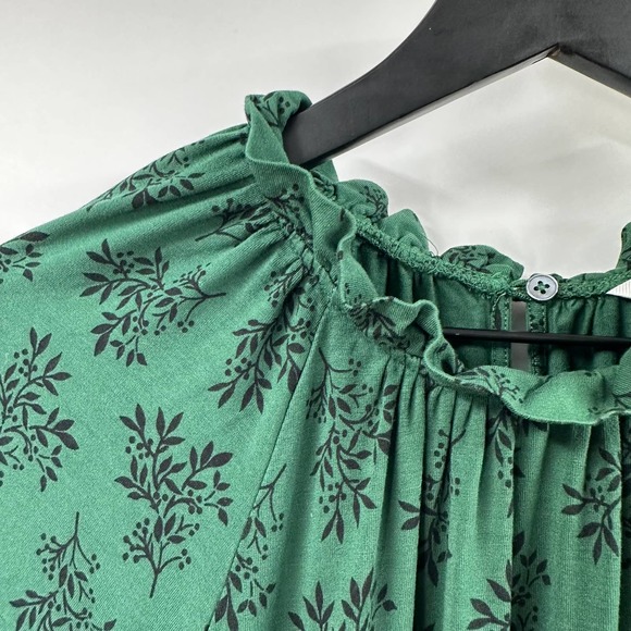 Boden Long Sleeve Maxi Green and Black Floral Dress Size 14 Long - Picture 7 of 9